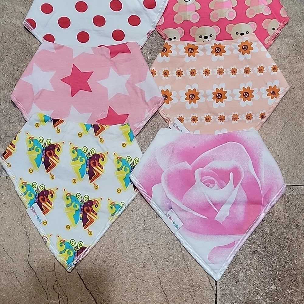 Baby Daulia Multi Print Bandana Bib Set of 7 New